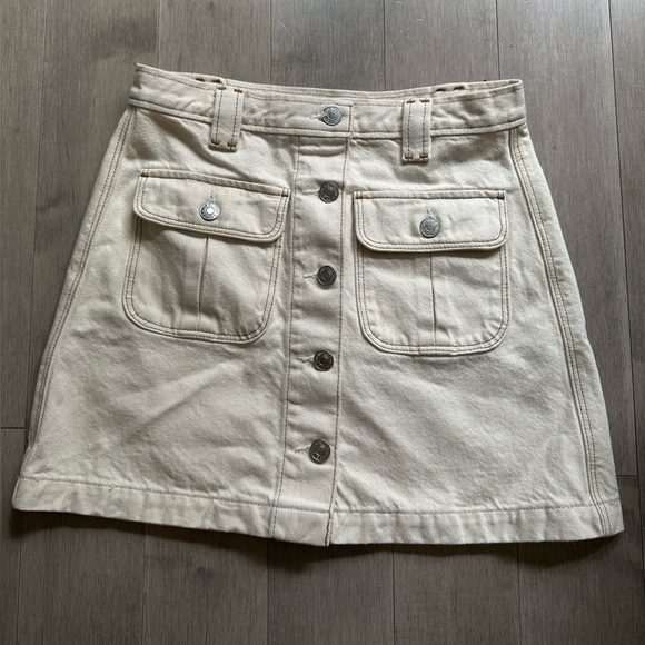 NWT RE/DONE Cream Denim Skirt Size 26 - Picture 3 of 5